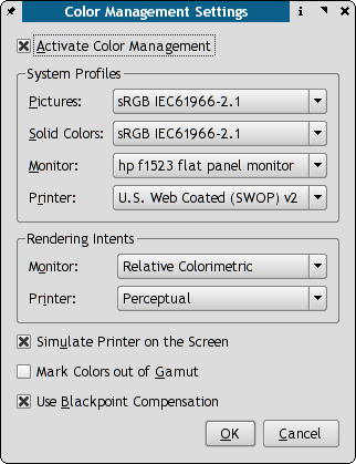 Modify Color Management Dialog